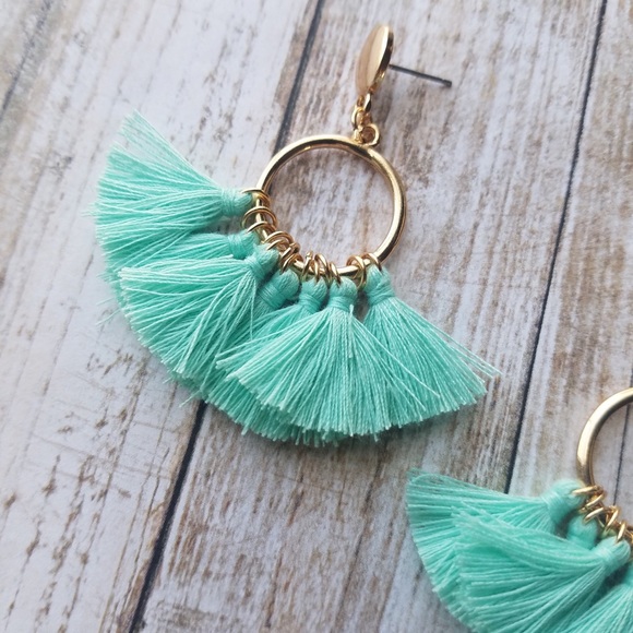 Mint tassel earrings - Picture 5 of 5